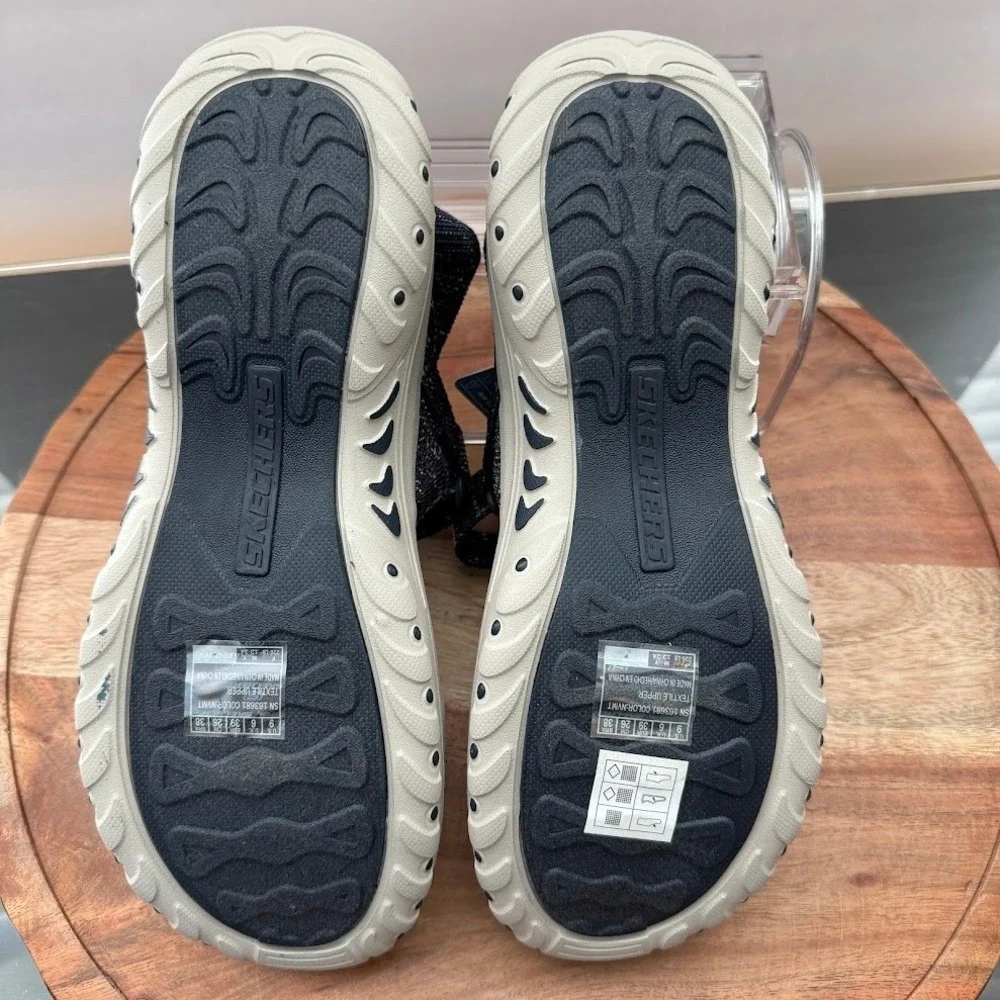 Skechers Trail Womens 9 Navy‎ Multi Space Dye Luxe Foam Sandals Machine Washable - Picture 10 of 11